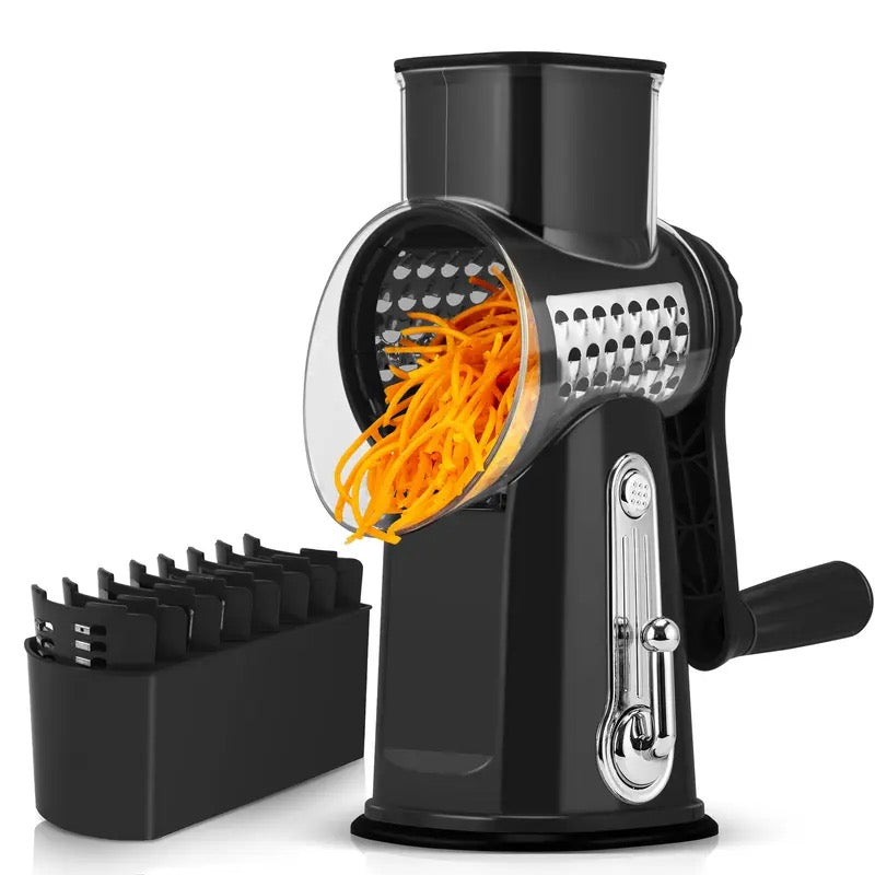 SUSTEAS Rotary Cheese Grater with Handle, 5 Well-Designed Blades, Strong Suction Cup Base, Kitchen Utensils Vegetable Slicer Dicer Fruit Vegetable Slicer Gadgets Kitchen summerwins