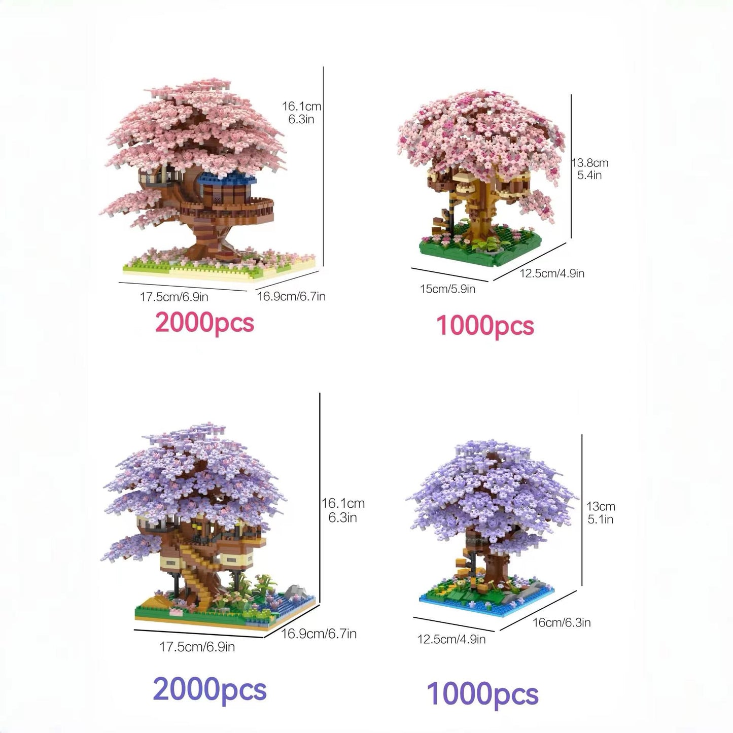 Mini Cherry Blossom Tree House Building Blocks Model (1 Box), Creative House Building Kit and Educational Blocks Toy for Kids, Home Decoration, Birthday and Festival Gift, Buildable Blocks Kit