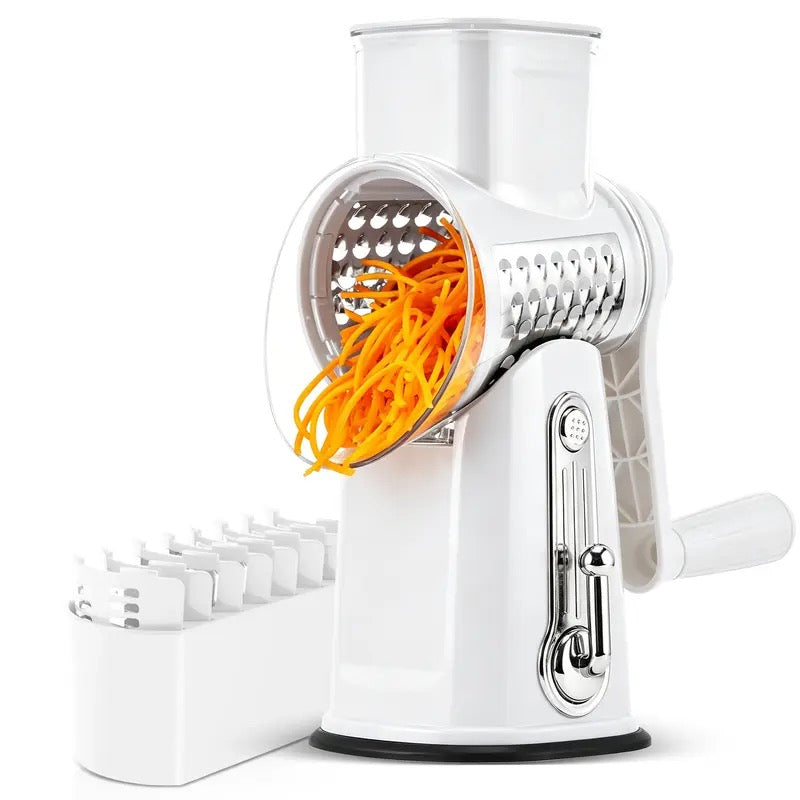 SUSTEAS Rotary Cheese Grater with Handle, 5 Well-Designed Blades, Strong Suction Cup Base, Kitchen Utensils Vegetable Slicer Dicer Fruit Vegetable Slicer Gadgets Kitchen summerwins