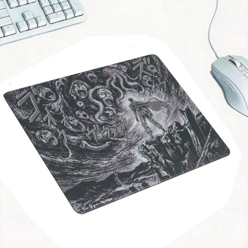 Flash Beyond Foil Art Glass Gaming Mouse Pad, 3mm Tempered Hard Glass Mousepad, Gold Ronin & Silver Eclipse, Fast Glide, Anti-Slip Base