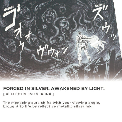 Flash Beyond Foil Art Glass Gaming Mouse Pad, 3mm Tempered Hard Glass Mousepad, Gold Ronin & Silver Eclipse, Fast Glide, Anti-Slip Base