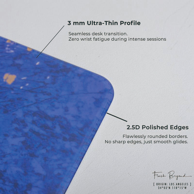 Flash Beyond Foil Art Glass Gaming Mouse Pad, 3mm Tempered Hard Glass Mousepad, Gold Ronin & Silver Eclipse, Fast Glide, Anti-Slip Base