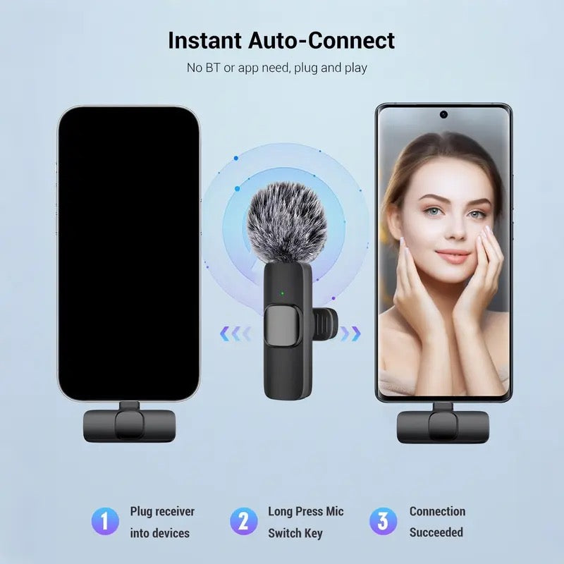 Wireless Mini Lavalier Microphone for iPhone, iPad & Android