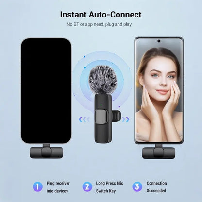 Wireless Mini Lavalier Microphone for iPhone, iPad & Android