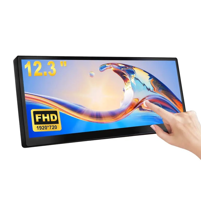 Mini Stretched Bar Monitor 12.3 Inch FHD Touchscreen IPS Display for Laptop PC AIDA64 Monitoring Portable USB-C Cable Compatible Windows MacOS