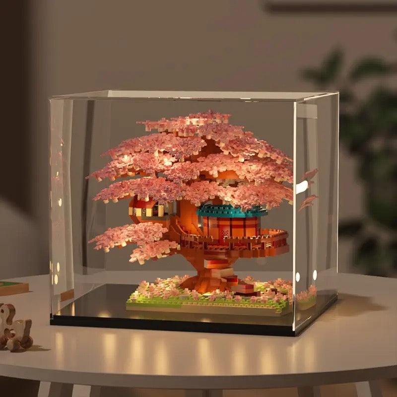 Mini Cherry Blossom Tree House Building Blocks Model (1 Box), Creative House Building Kit and Educational Blocks Toy for Kids, Home Decoration, Birthday and Festival Gift, Buildable Blocks Kit