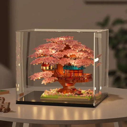Mini Cherry Blossom Tree House Building Blocks Model (1 Box), Creative House Building Kit and Educational Blocks Toy for Kids, Home Decoration, Birthday and Festival Gift, Buildable Blocks Kit
