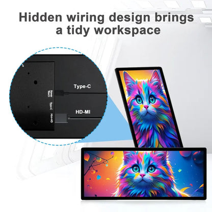 Mini Stretched Bar Monitor 12.3 Inch FHD Touchscreen IPS Display for Laptop PC AIDA64 Monitoring Portable USB-C Cable Compatible Windows MacOS