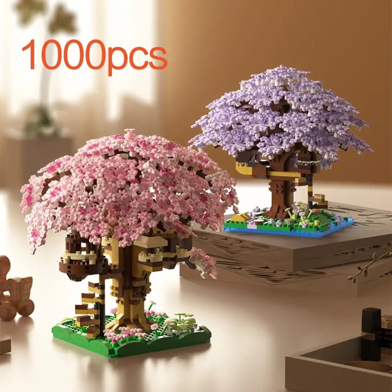 Mini Cherry Blossom Tree House Building Blocks Model (1 Box), Creative House Building Kit and Educational Blocks Toy for Kids, Home Decoration, Birthday and Festival Gift, Buildable Blocks Kit