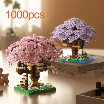 Mini Cherry Blossom Tree House Building Blocks Model (1 Box), Creative House Building Kit and Educational Blocks Toy for Kids, Home Decoration, Birthday and Festival Gift, Buildable Blocks Kit