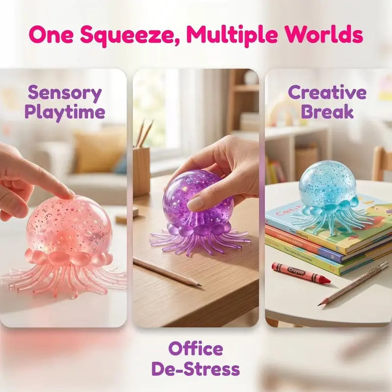 Soft Jellyfish Squeeze Stress Ball Squishies - Dual-Use Fidget Toy for Kids' Sensory Play, Adults' Stress Relief, Ideal Birthday Party Gift for ADHD Needs summerwins,summerwins