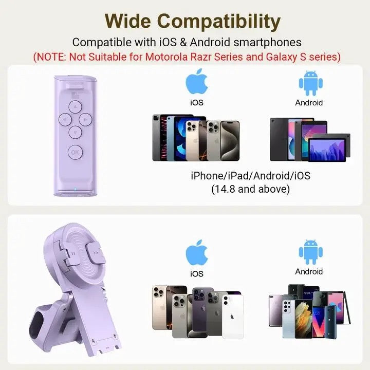 Remote Control for TikTok Scrolling, Wireless Page Turner & Selfie with Smartphone Holder Stand