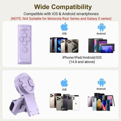 Remote Control for TikTok Scrolling, Wireless Page Turner & Selfie with Smartphone Holder Stand