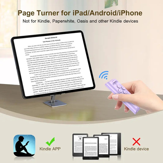 Remote Control for TikTok Scrolling, Wireless Page Turner & Selfie with Smartphone Holder Stand