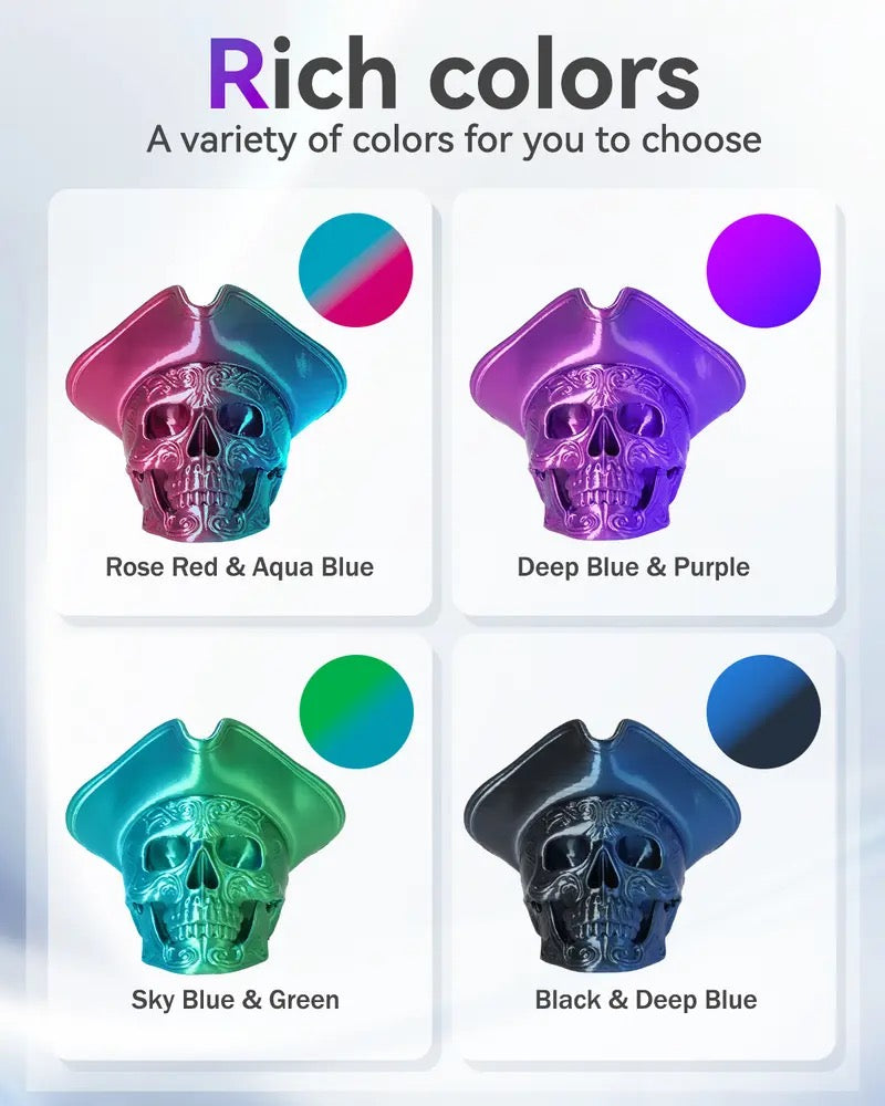 Epelay Dual Color Silk PLA 3D Printer Filament, 4 Rolls x 250g Each, 1.75mm Shiny PLA Filament for FDM Printers
