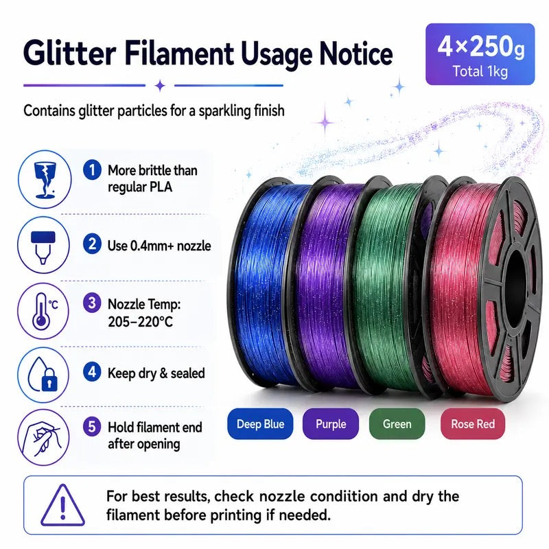 Epelay Dual Color Silk PLA 3D Printer Filament, 4 Rolls x 250g Each, 1.75mm Shiny PLA Filament for FDM Printers