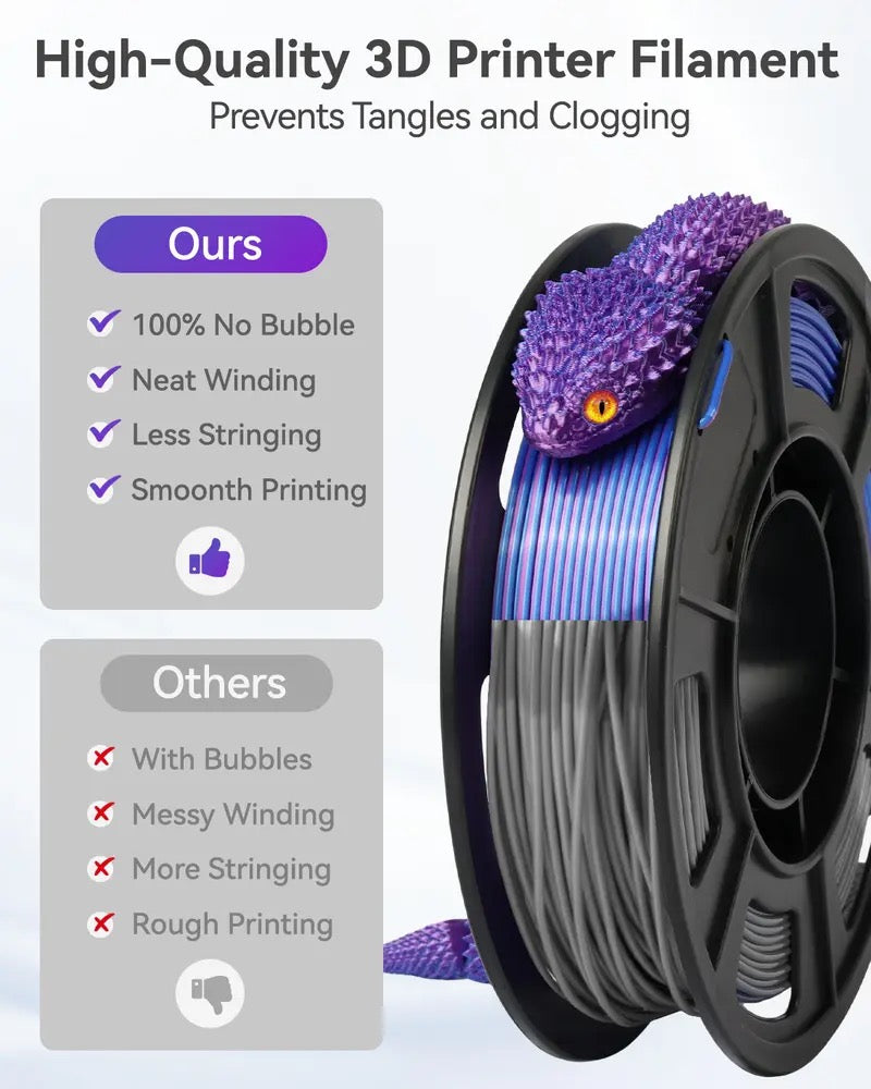 Epelay Dual Color Silk PLA 3D Printer Filament, 4 Rolls x 250g Each, 1.75mm Shiny PLA Filament for FDM Printers
