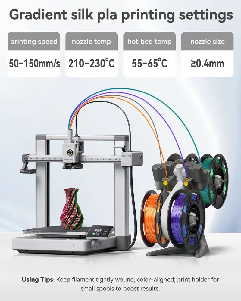 Epelay Dual Color Silk PLA 3D Printer Filament, 4 Rolls x 250g Each, 1.75mm Shiny PLA Filament for FDM Printers