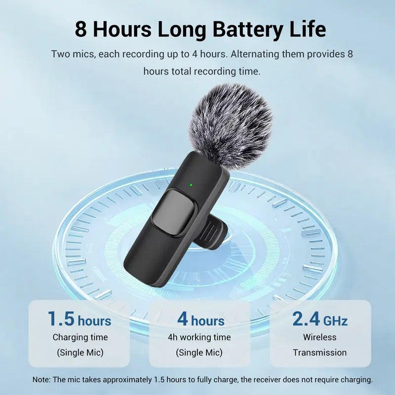 Wireless Mini Lavalier Microphone for iPhone, iPad & Android