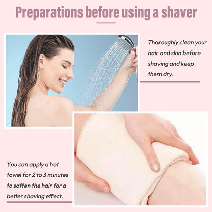 Akunbem Bikini Trimmer for Women, Electric Shaver and Razor Rechargeable 2-in-1 Body and Facial Epilator, Dual Heads for Painless Trimming of Pubic Hair, Face, Underarms and Legs, IPX7 Waterproof. Christmas Gift New Year Gift Shaving Grooming