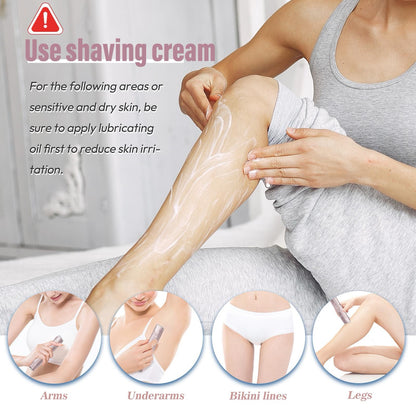 Akunbem Bikini Trimmer for Women, Electric Shaver and Razor Rechargeable 2-in-1 Body and Facial Epilator, Dual Heads for Painless Trimming of Pubic Hair, Face, Underarms and Legs, IPX7 Waterproof. Christmas Gift New Year Gift Shaving Grooming