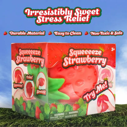 Toymendous Squeeze Strawberry - Extra Large 5" Squishy Stress Ball for Adults & Kids 3+