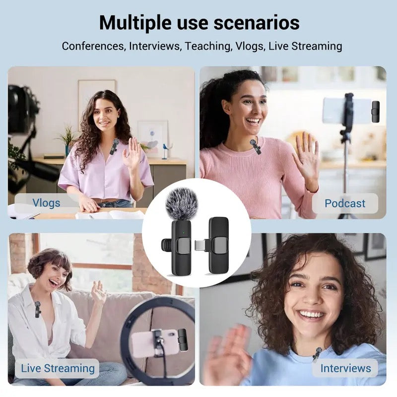 Wireless Mini Lavalier Microphone for iPhone, iPad & Android