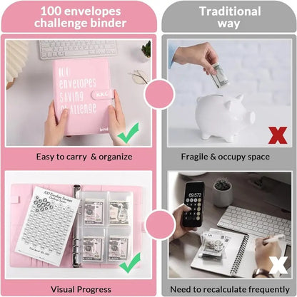 100 envelope savings books + infinity Pencil for afun and easy save.cute officesupplies for work Organizer, Savings Challenge Planner, Money Savings Book summerwins