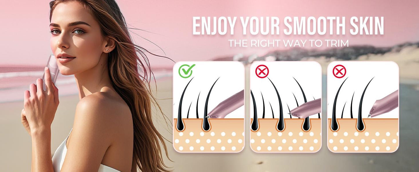 Akunbem Bikini Trimmer for Women, Electric Shaver and Razor Rechargeable 2-in-1 Body and Facial Epilator, Dual Heads for Painless Trimming of Pubic Hair, Face, Underarms and Legs, IPX7 Waterproof. Christmas Gift New Year Gift Shaving Grooming