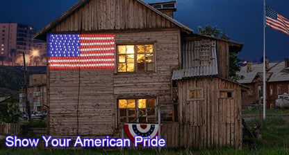echosari Solar American Flag Lights Outdoor,420 LEDs American Flag Net Lights 6.5ft x 3.28ft Super Bright,Memorial Day Decorations of The United States for Independence/National/Memorial Day,July 4th Waterproof solar lights outdoor,campingessentials,outdo