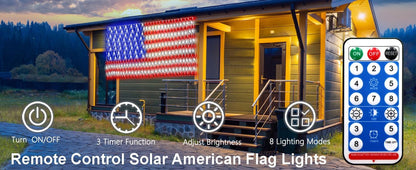 echosari Solar American Flag Lights Outdoor,420 LEDs American Flag Net Lights 6.5ft x 3.28ft Super Bright,Memorial Day Decorations of The United States for Independence/National/Memorial Day,July 4th Waterproof solar lights outdoor,campingessentials,outdo