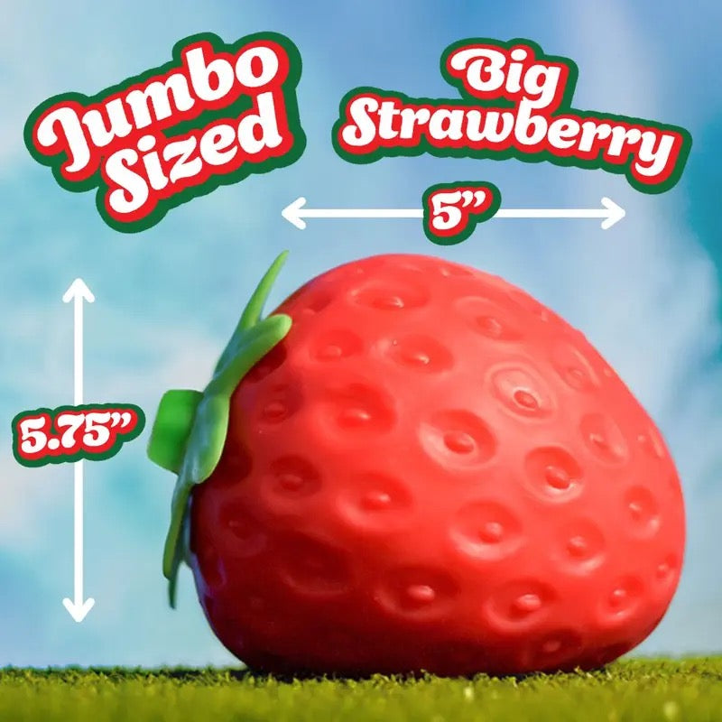 Toymendous Squeeze Strawberry - Extra Large 5" Squishy Stress Ball for Adults & Kids 3+
