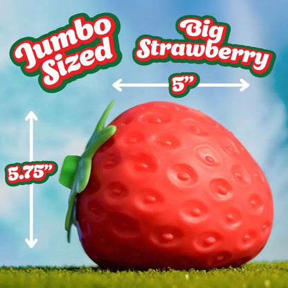 Toymendous Squeeze Strawberry - Extra Large 5" Squishy Stress Ball for Adults & Kids 3+