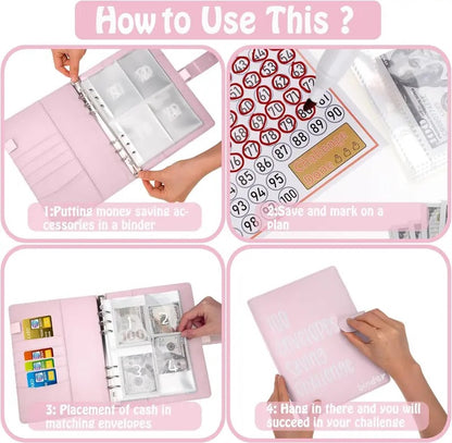 100 envelope savings books + infinity Pencil for afun and easy save.cute officesupplies for work Organizer, Savings Challenge Planner, Money Savings Book summerwins