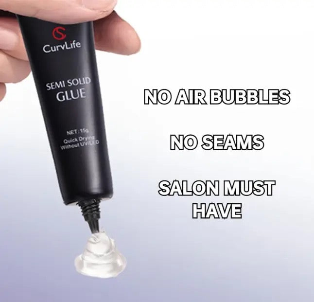 New Super Strong 15g Nail Glue for Press-On Nails Tips – Quick-Drying Semi-Solid Adhesive Gel, No UV Light Needed, Long-Lasting Fake Acrylic Nails Kit with 10ml Remover for Easy Application at Home or Salon-Curvlife