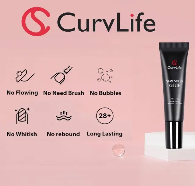 New Super Strong 15g Nail Glue for Press-On Nails Tips – Quick-Drying Semi-Solid Adhesive Gel, No UV Light Needed, Long-Lasting Fake Acrylic Nails Kit with 10ml Remover for Easy Application at Home or Salon-Curvlife
