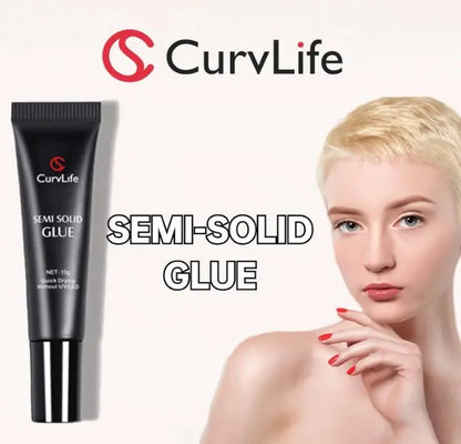 New Super Strong 15g Nail Glue for Press-On Nails Tips – Quick-Drying Semi-Solid Adhesive Gel, No UV Light Needed, Long-Lasting Fake Acrylic Nails Kit with 10ml Remover for Easy Application at Home or Salon-Curvlife