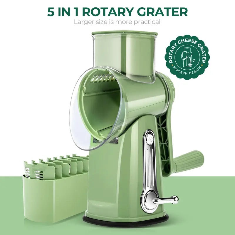SUSTEAS Rotary Cheese Grater with Handle, 5 Well-Designed Blades, Strong Suction Cup Base, Kitchen Utensils Vegetable Slicer Dicer Fruit Vegetable Slicer Gadgets Kitchen summerwins