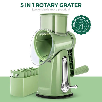 SUSTEAS Rotary Cheese Grater with Handle, 5 Well-Designed Blades, Strong Suction Cup Base, Kitchen Utensils Vegetable Slicer Dicer Fruit Vegetable Slicer Gadgets Kitchen summerwins