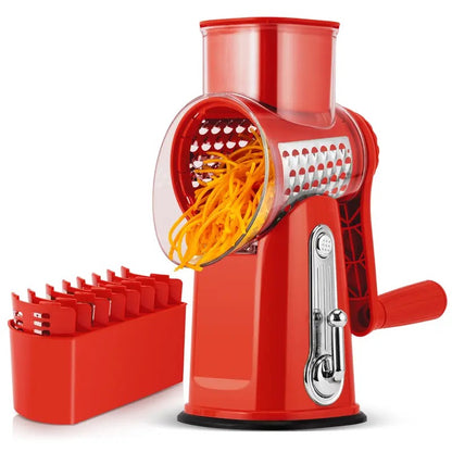 SUSTEAS Rotary Cheese Grater with Handle, 5 Well-Designed Blades, Strong Suction Cup Base, Kitchen Utensils Vegetable Slicer Dicer Fruit Vegetable Slicer Gadgets Kitchen summerwins