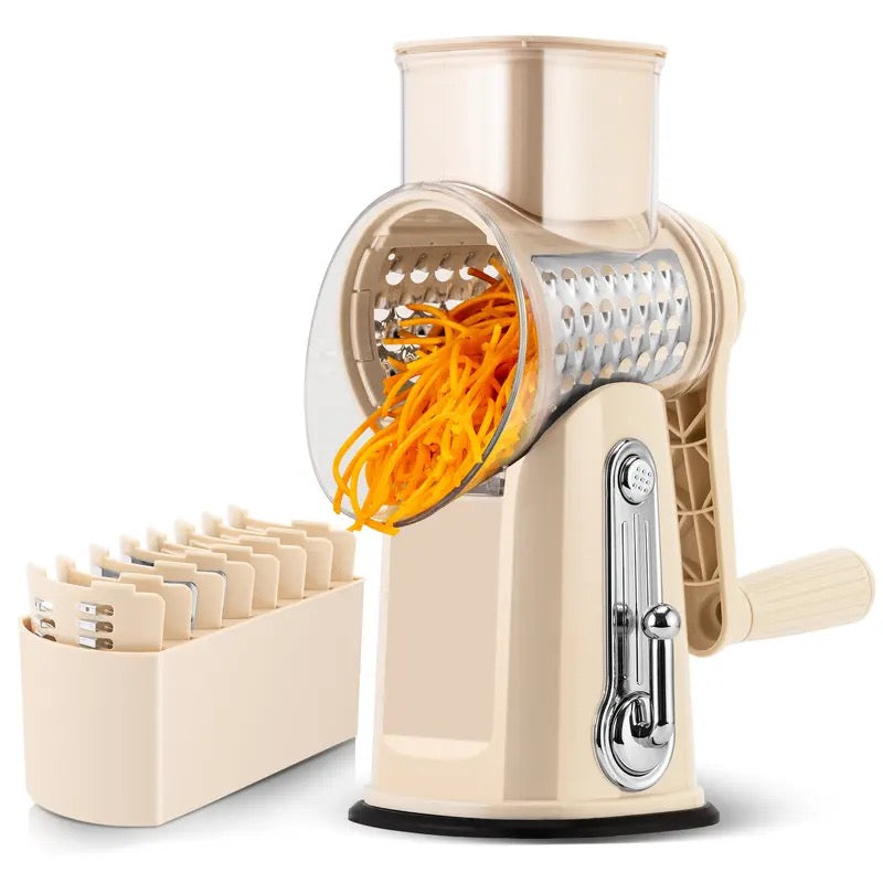 SUSTEAS Rotary Cheese Grater with Handle, 5 Well-Designed Blades, Strong Suction Cup Base, Kitchen Utensils Vegetable Slicer Dicer Fruit Vegetable Slicer Gadgets Kitchen summerwins