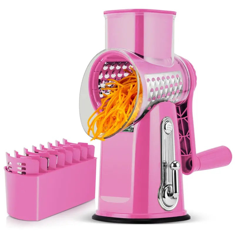 SUSTEAS Rotary Cheese Grater with Handle, 5 Well-Designed Blades, Strong Suction Cup Base, Kitchen Utensils Vegetable Slicer Dicer Fruit Vegetable Slicer Gadgets Kitchen summerwins