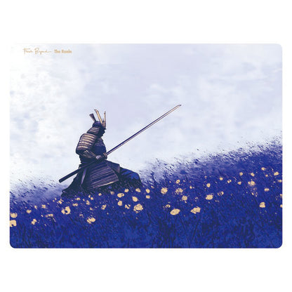 Flash Beyond Foil Art Glass Gaming Mouse Pad, 3mm Tempered Hard Glass Mousepad, Gold Ronin & Silver Eclipse, Fast Glide, Anti-Slip Base