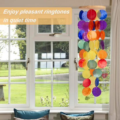 Handcrafted Rainbow Capiz Shells outdoor wind chime